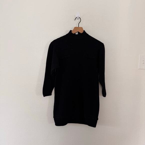 St. John Women's Black Santana Knit Mock Neck Tunic Size 8 - Picture 1 of 3